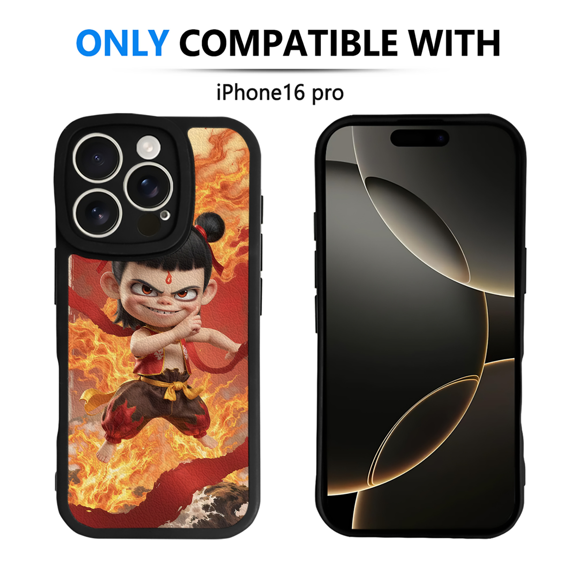 （画像用） Ne Zha 2 ナタ 魔童の大暴れ 【iPhone 16シリーズ対応】シリコンスマホケース（レザー調） 材質：シリコン